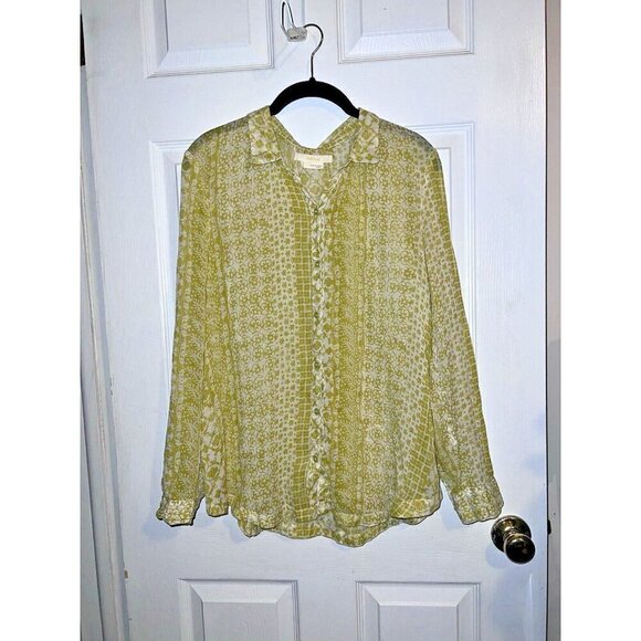 Anthropologie HEI HEI Daytrip Yellow Floral Print Long Sleeve Blouse Size S - Picture 2 of 9